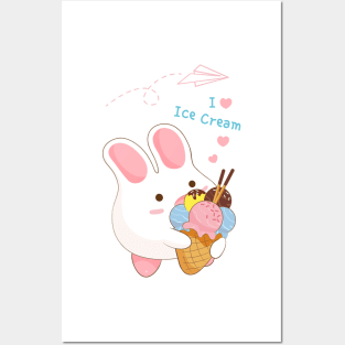 Ice Cream Cone Bunny Posters and Art